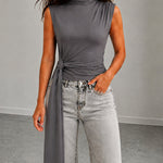 Modern Casual Draped Knot Detail Sleeveless Top