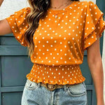 Versatile Polka Dot Ruffled Sleeves Blouse