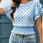 Versatile Polka Dot Ruffled Sleeves Blouse
