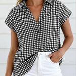 Retro Plaided Short Sleeve Blouse