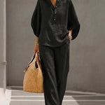 Minimalism Loose Fit Cotton Blend Matching Set