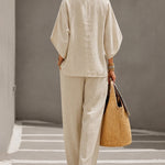 Minimalism Loose Fit Cotton Blend Matching Set