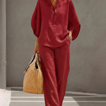 Minimalism Loose Fit Cotton Blend Matching Set