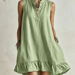 Cute A-line Stand Collar Ruffled Mini Dress