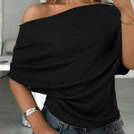 Asymmetric One Shoulder Ribbed Knit Top