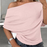 Asymmetric One Shoulder Ribbed Knit Top