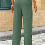 Casual Boho Floral Eyelet Wide-Leg Pants