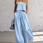 Outfit Crop Cami Top and High Waist Wide Leg Pants Set