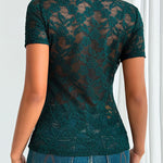 Fashion Deep V-neck Elastic Floweral Lace Top