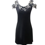 Chic Sleeveless Contrast Color Lace Flower Collar Dress