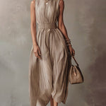 Flowy Comfort Sleeveless Pinsptripe Maxi Dress