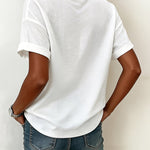 Casual Comfort Asymmetrical Button Short Sleeve Blouse