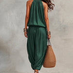 Casual Draped Cowl Neck Top and Harem Pants Set