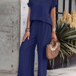 Effortless Chic Hollow Round Neck Top Pants Set