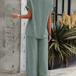 Effortless Chic Hollow Round Neck Top Pants Set