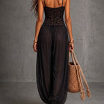 Retro Aesthetic Lace Bodice Harem Jumpsuit