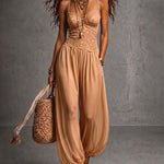 Retro Aesthetic Lace Bodice Harem Jumpsuit