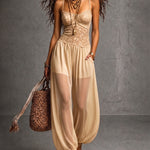 Retro Aesthetic Lace Bodice Harem Jumpsuit