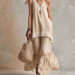 Comfort Loose Lace Trim Sleeveless Matching Set