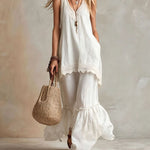 Comfort Loose Lace Trim Sleeveless Matching Set