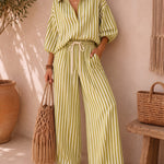 Comfortable Loose Fit Vertical Stripe Matching Set