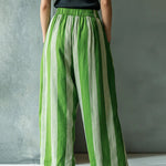 Casual Resort-Style Striped Wide Leg Pants
