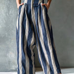 Casual Resort-Style Striped Wide Leg Pants