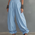 Comfort High Waist Ruffled Hem Wide Leg Pants