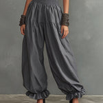 Comfort High Waist Ruffled Hem Wide Leg Pants