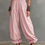 Comfort High Waist Ruffled Hem Wide Leg Pants