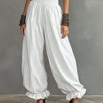 Comfort High Waist Ruffled Hem Wide Leg Pants