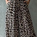 Leopard Print Casual Crinkle Lantern Pants