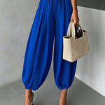 Casual Elastic Waist Pleated Balloon Pants