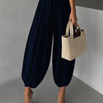 Casual Elastic Waist Pleated Balloon Pants