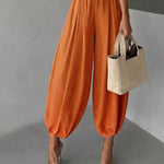 Casual Elastic Waist Pleated Balloon Pants
