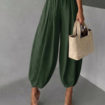 Casual Elastic Waist Pleated Balloon Pants