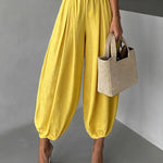 Casual Elastic Waist Pleated Balloon Pants