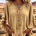 Boho Bell Sleeves Ruffled Top