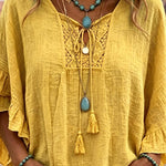 Boho Bell Sleeves Ruffled Top