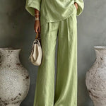 Casual Elegant One Shoulder Top And Wide Leg Pants