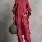 Minimalism Loose Slant Placket Matching Set