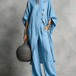 Minimalism Loose Slant Placket Matching Set