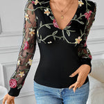 Elegant Floral Embroidered Blouse | A-Line Dress