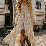 Boho Chic Floral Print Empire Maxi Dress