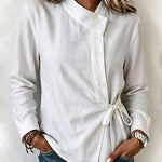 Asymmetric Collar Side Tie Wrap Blouse