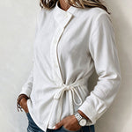 Asymmetric Collar Side Tie Wrap Blouse