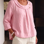 French Style Wide Scoop Neck Casual Blouse
