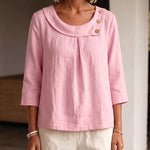 French Style Wide Scoop Neck Casual Blouse