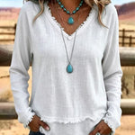 Everyday Relaxed Fit Frayed Edge Long Sleeve Top