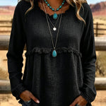 Casual Loose Tassel Long Sleeve Top